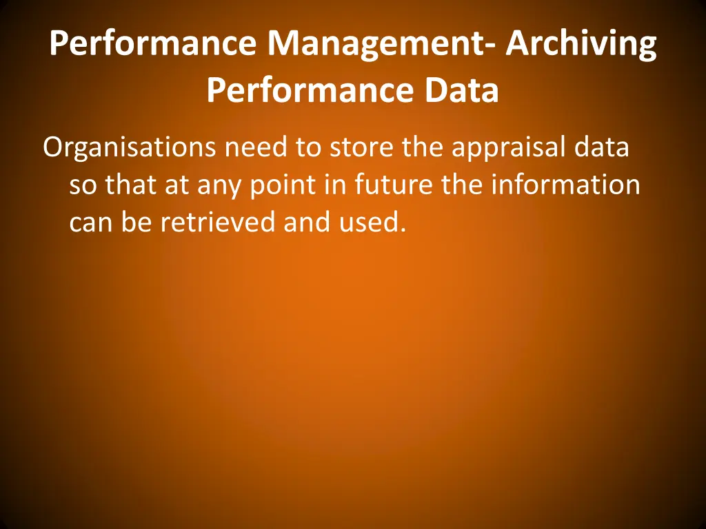 performance management archiving performance data