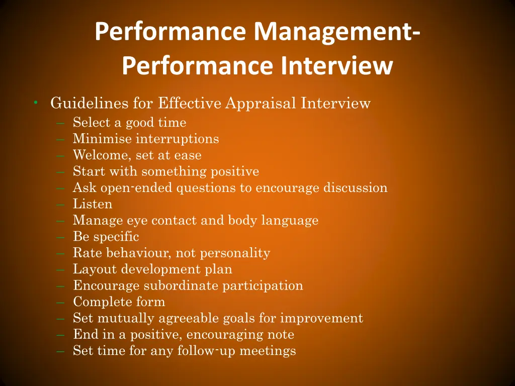 performance management performance interview