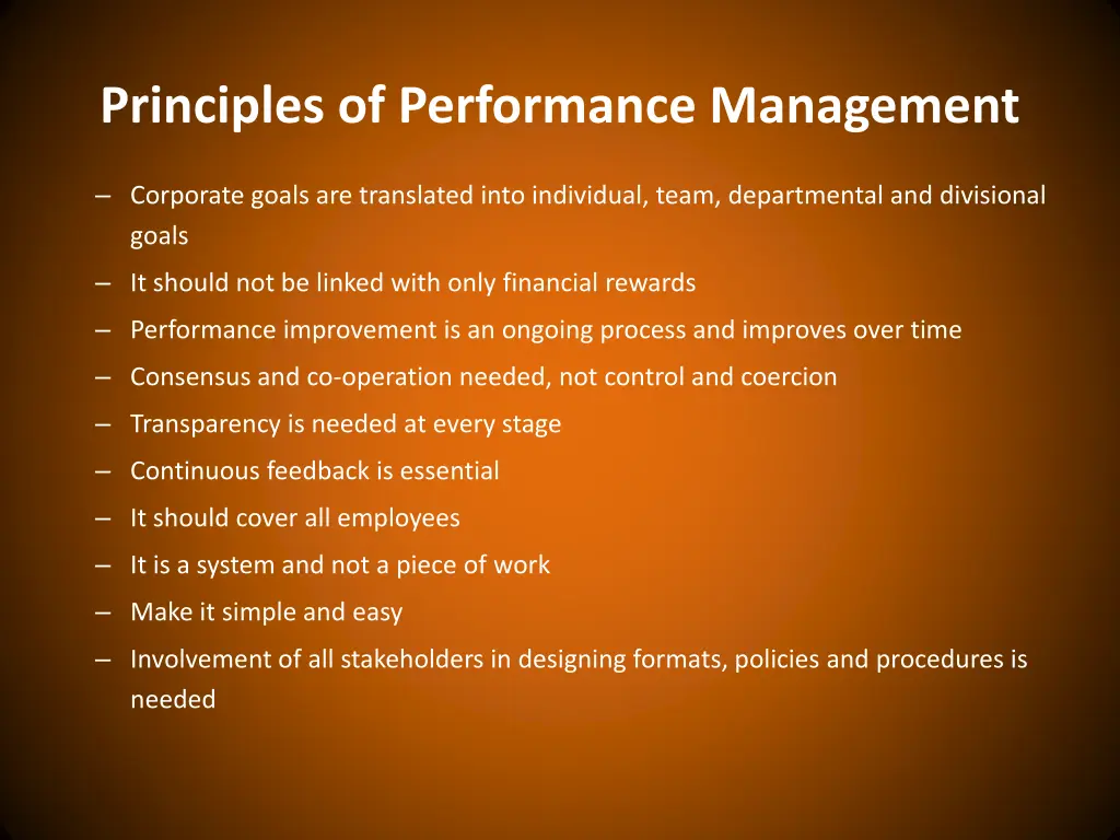 principles of performance management