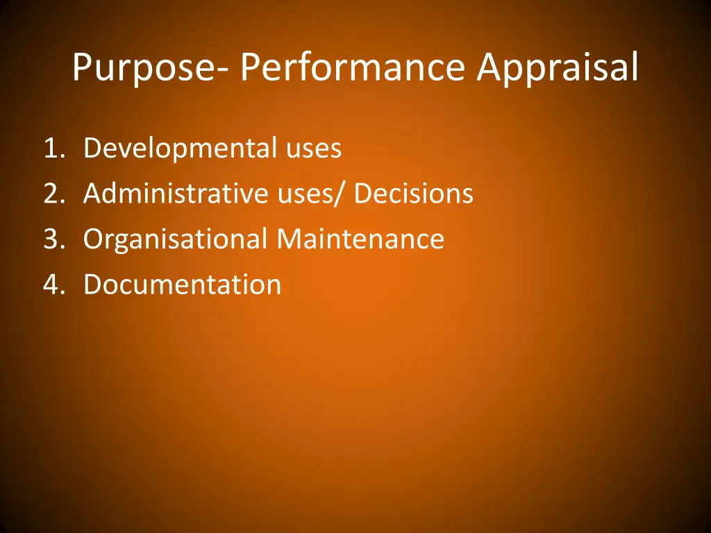 purpose performance appraisal