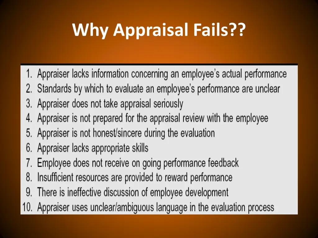 why appraisal fails