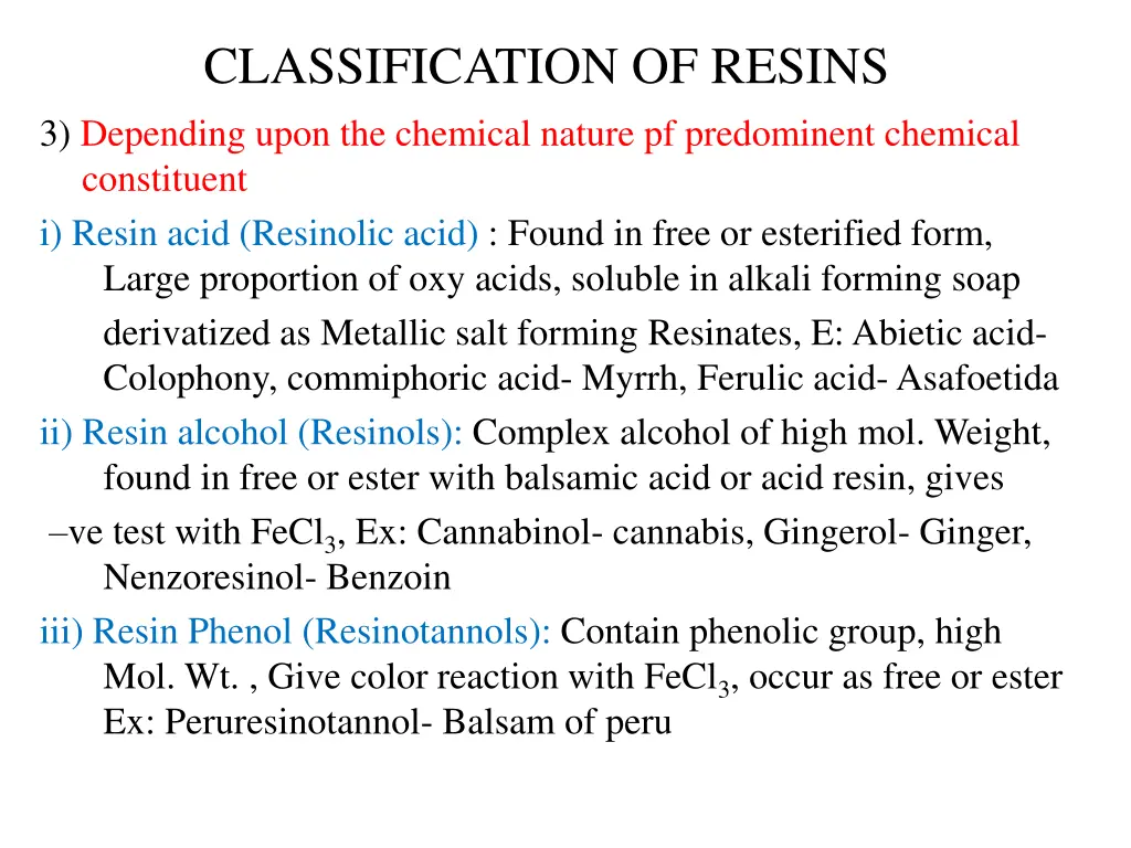 classification of resins 3 depending upon