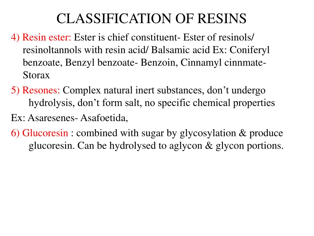 classification of resins 4 resin ester ester