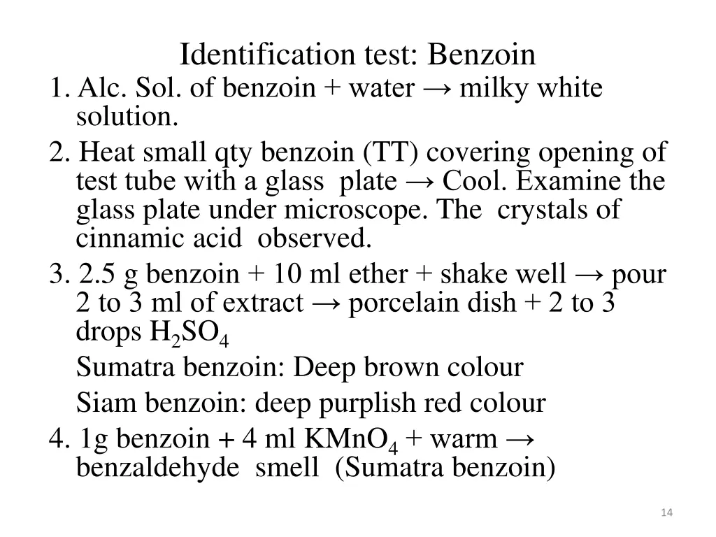 identification test benzoin 1 alc sol of benzoin