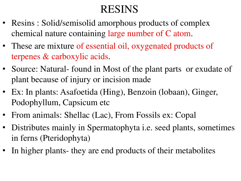 resins