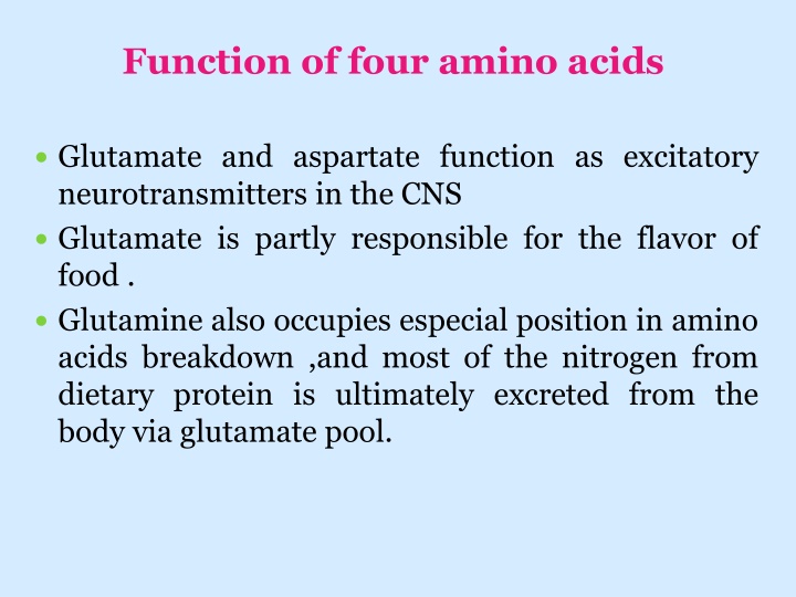 function of four amino acids