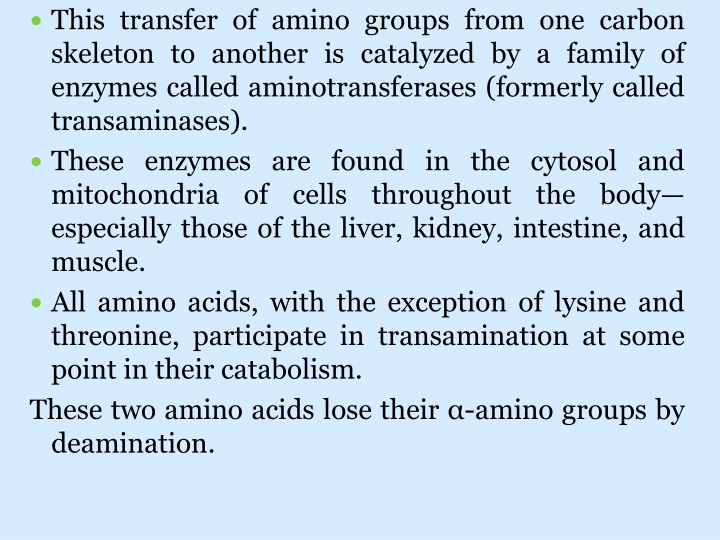 this transfer of amino groups from one carbon