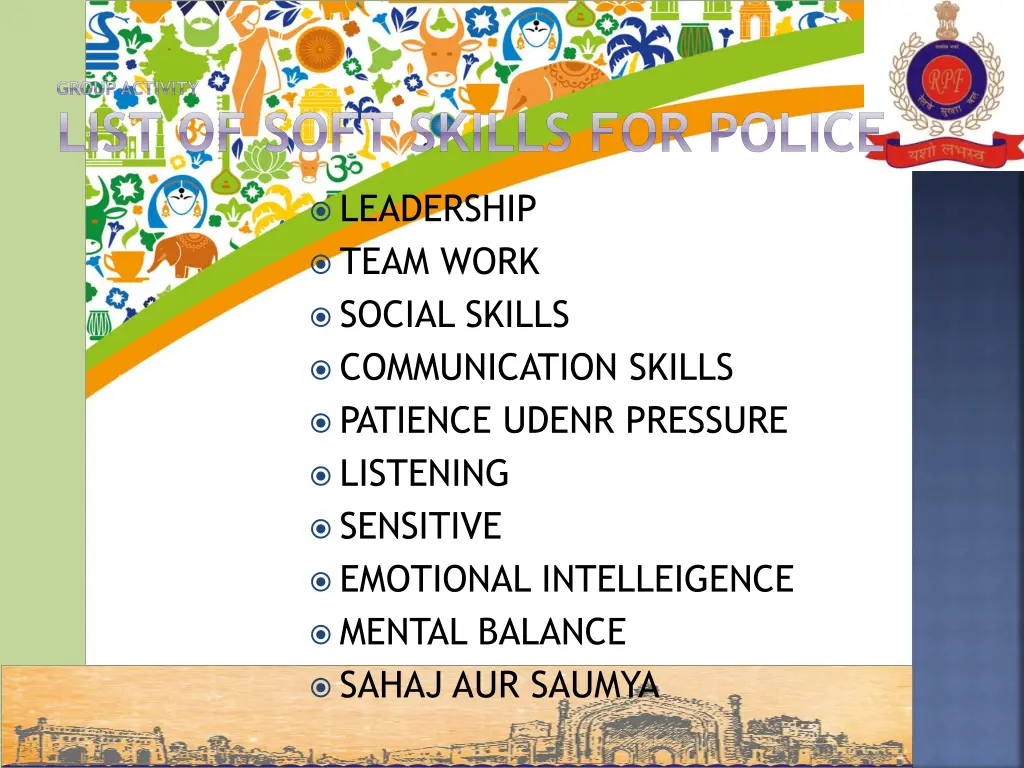 group activity list of soft skills for police