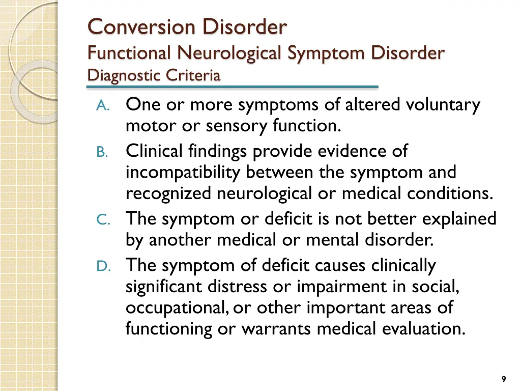 conversion disorder functional neurological