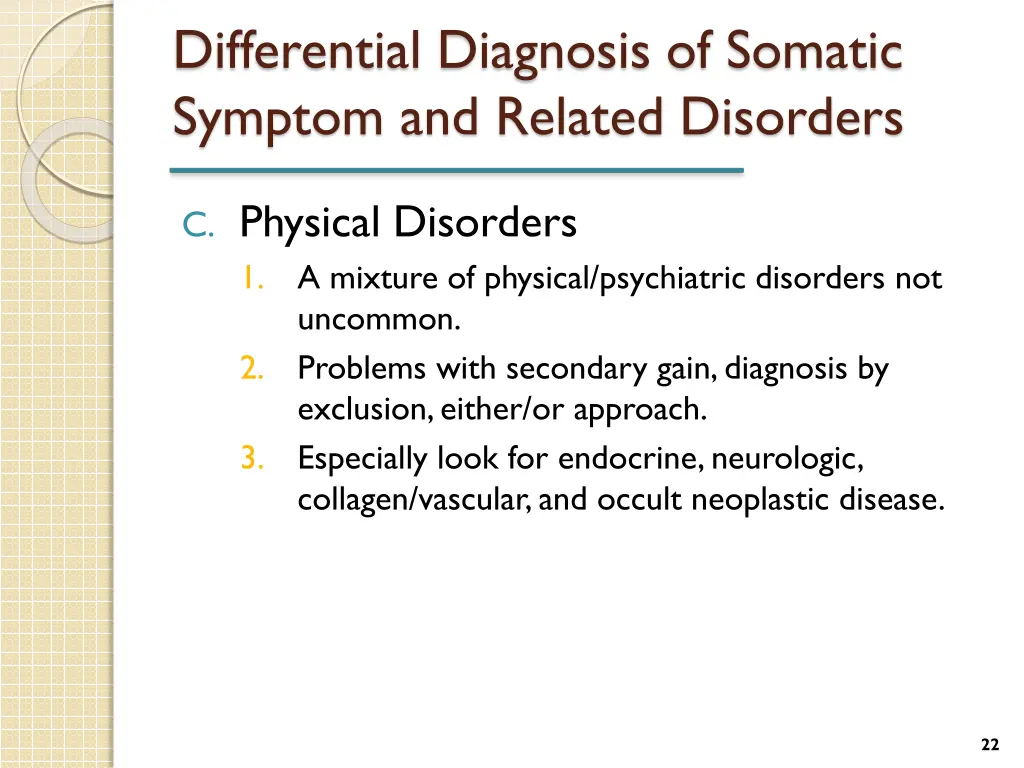 differential diagnosis of somatic symptom 1