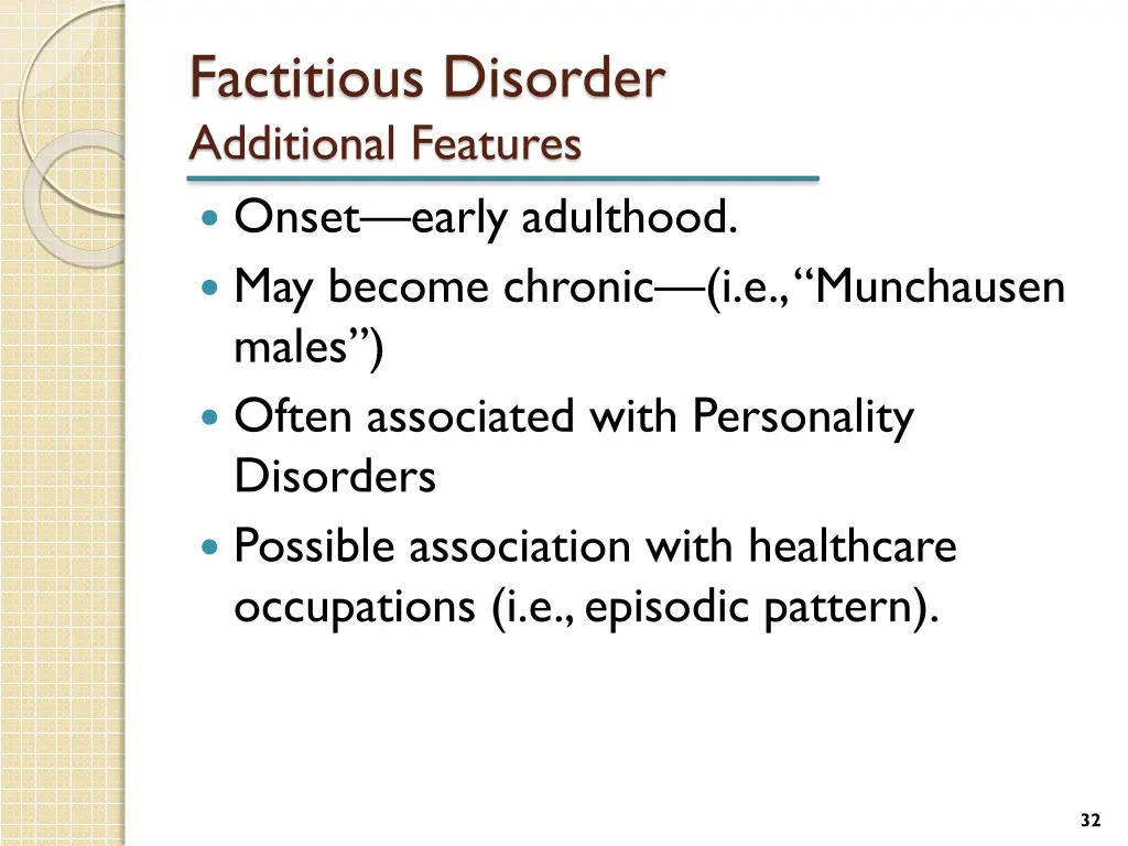 factitious disorder additional features onset