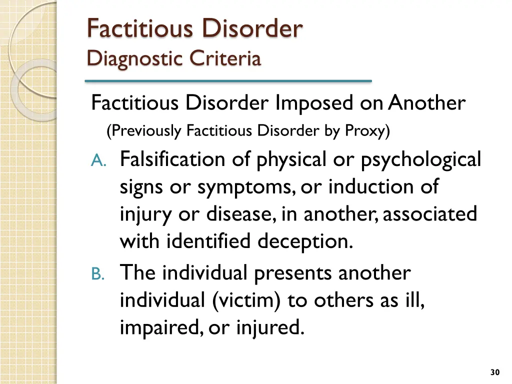 factitious disorder diagnostic criteria 2