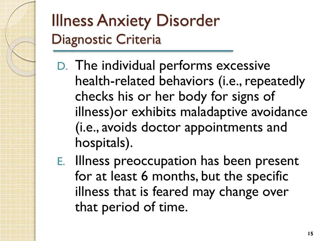 illness anxiety disorder diagnostic criteria 1