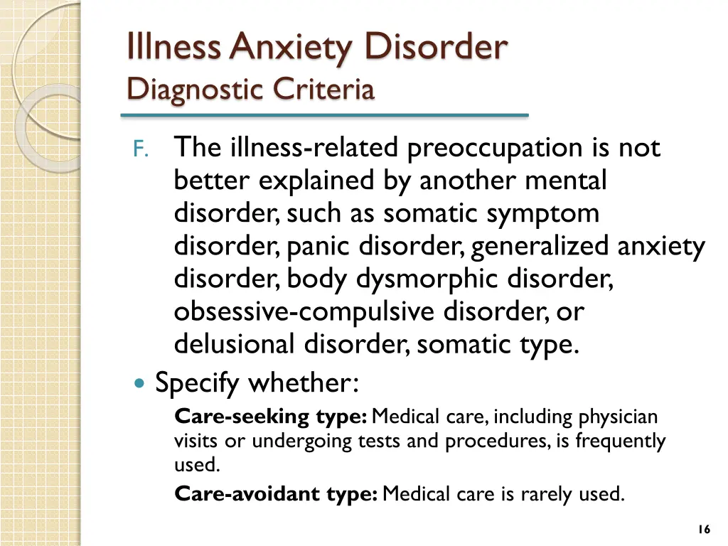 illness anxiety disorder diagnostic criteria 2