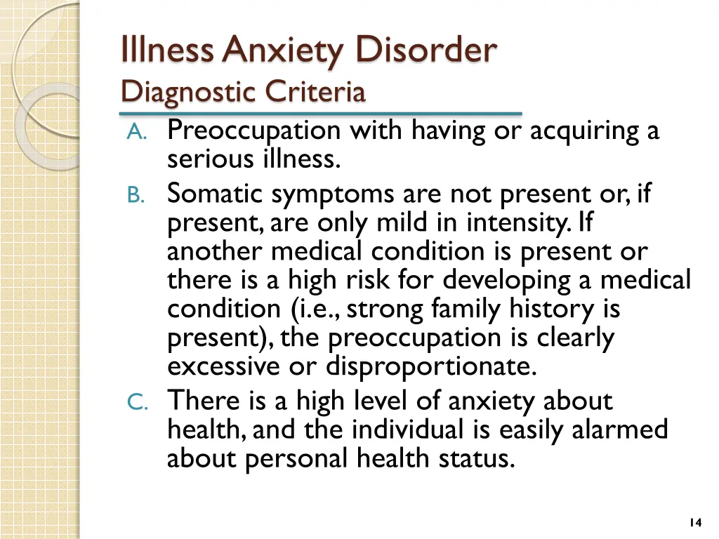 illness anxiety disorder diagnostic criteria