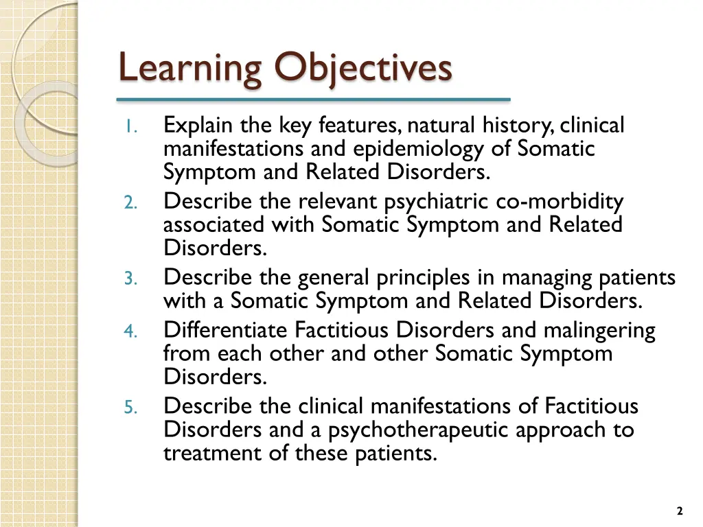 learning objectives