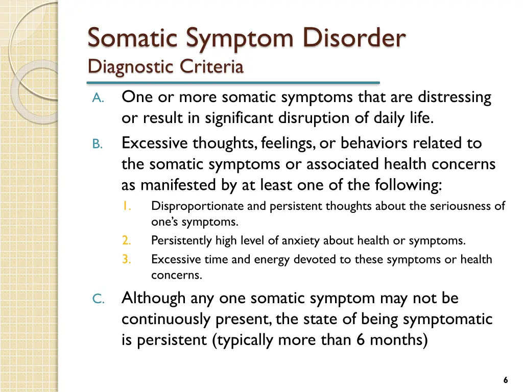 somatic symptom disorder diagnostic criteria