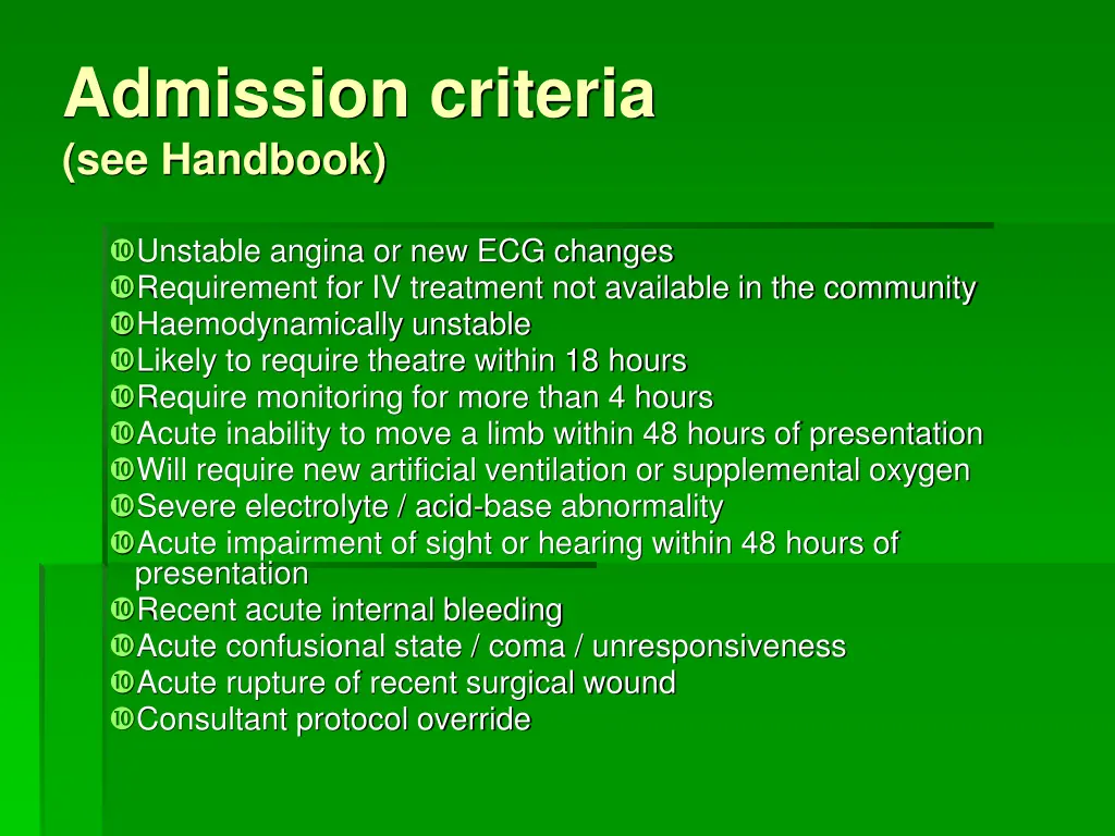 admission criteria see handbook