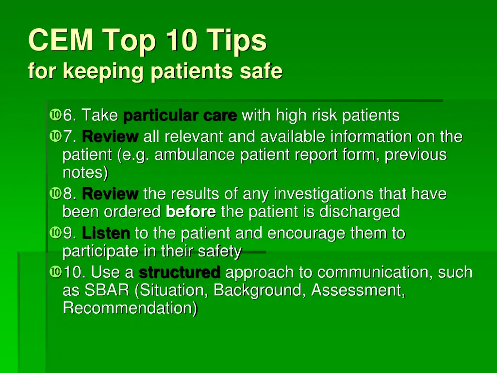 cem top 10 tips for keeping patients safe 1