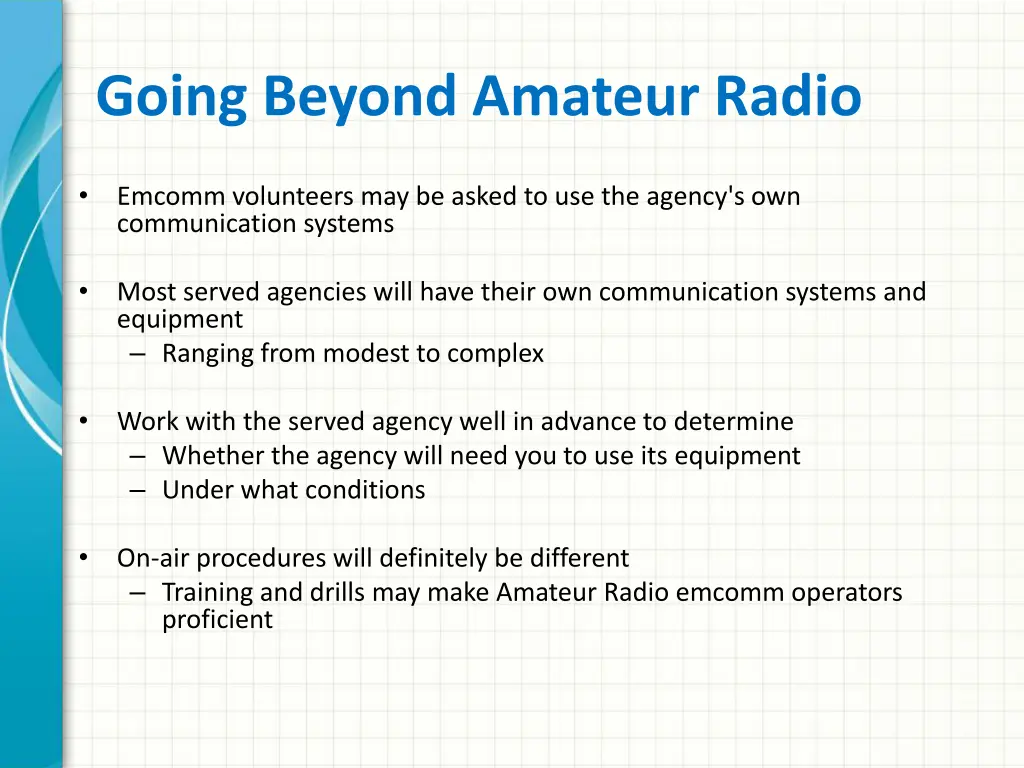 going beyond amateur radio