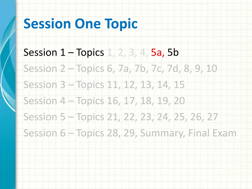 session one topic