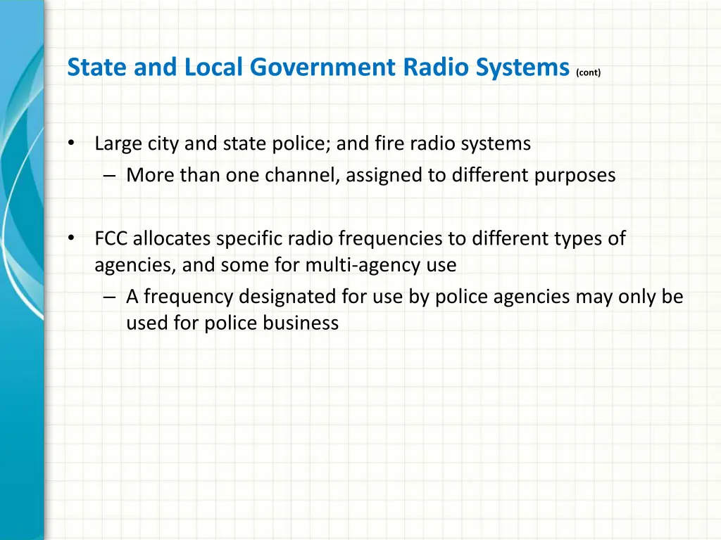 state and local government radio systems cont