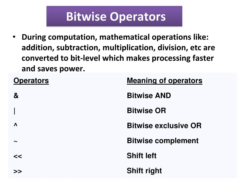 bitwise operators