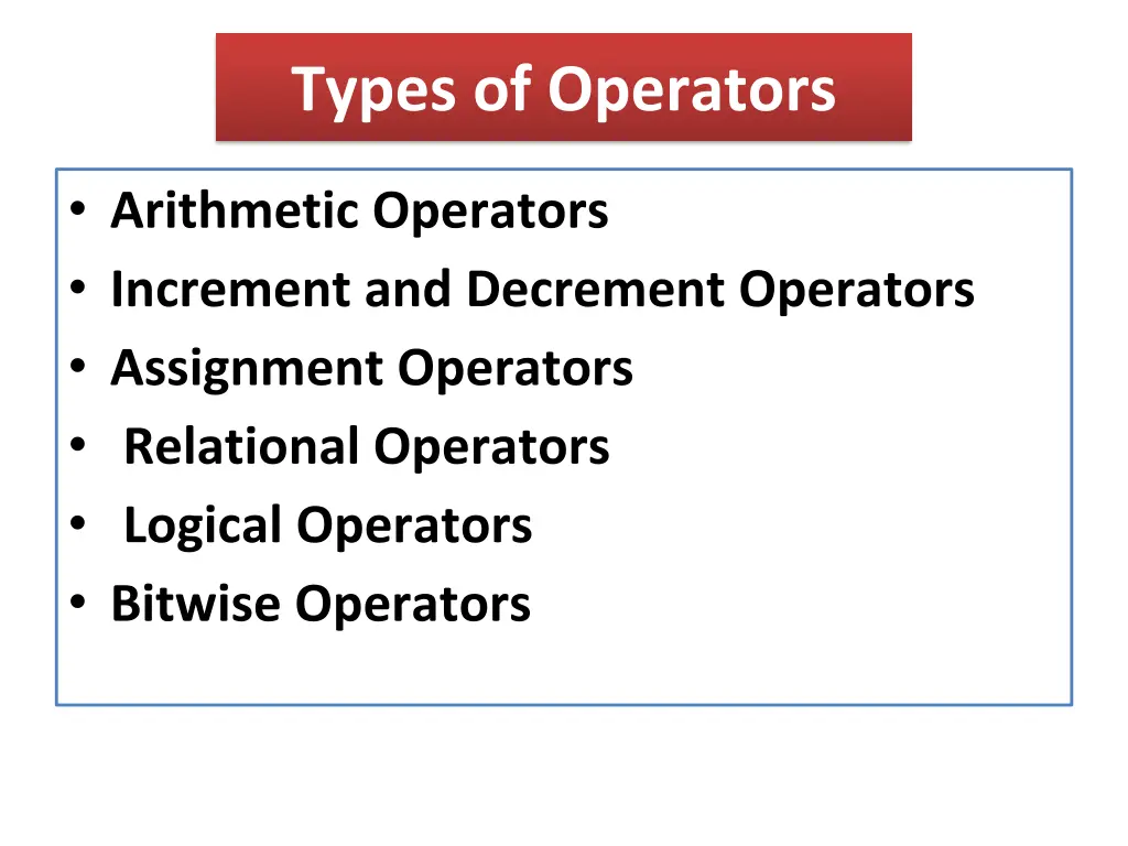 types of operators