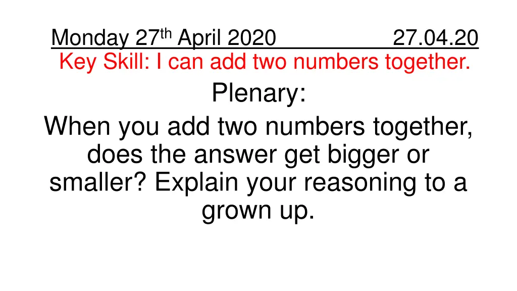 monday 27 th april 2020 27 04 20 key skill 2