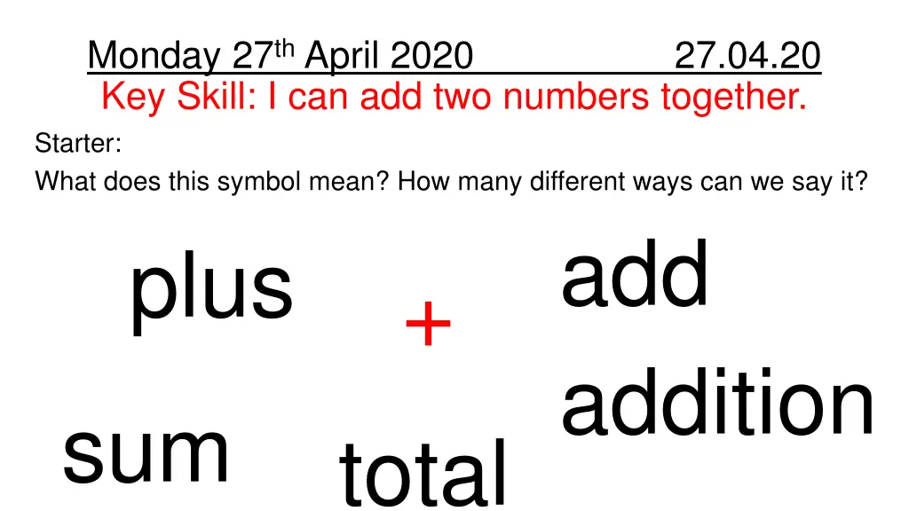 monday 27 th april 2020 27 04 20 key skill