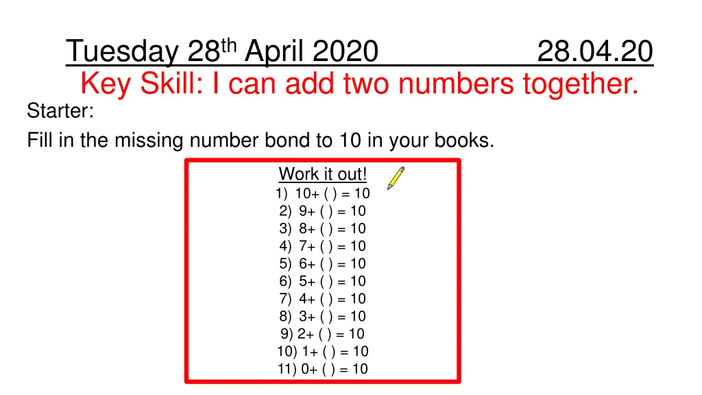 tuesday 28 th april 2020 28 04 20 key skill