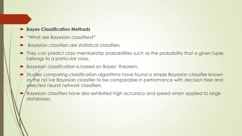 bayes classification methods