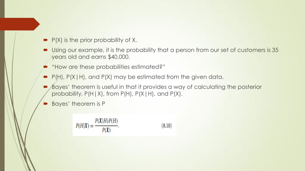 p x is the prior probability of x