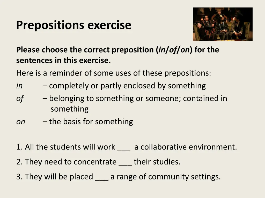 prepositions exercise