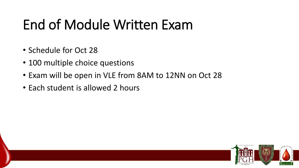 end of module written exam end of module written