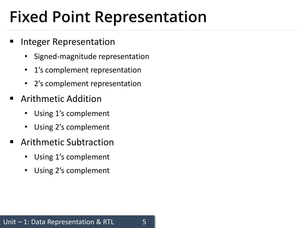 fixed point representation