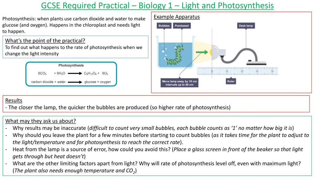 gcse required practical biology 1 light