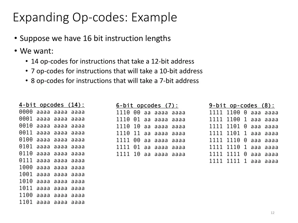 expanding op codes example