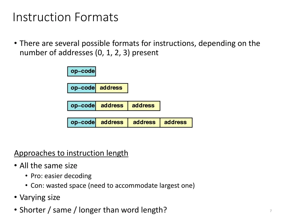 instruction formats