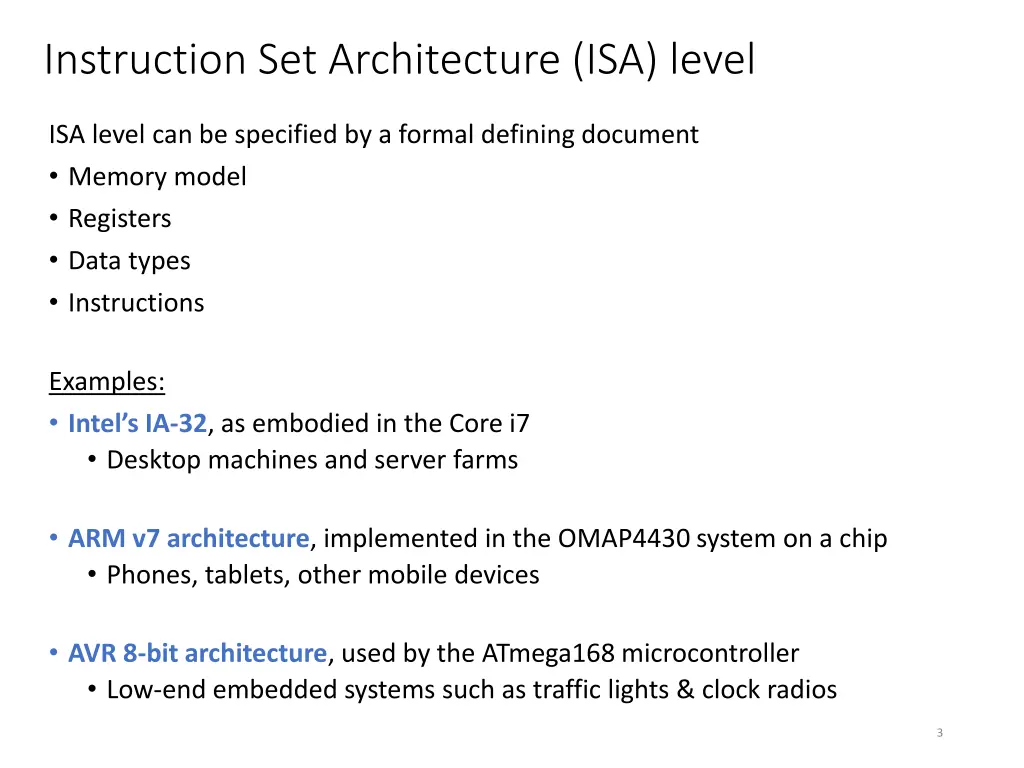 instruction set architecture isa level