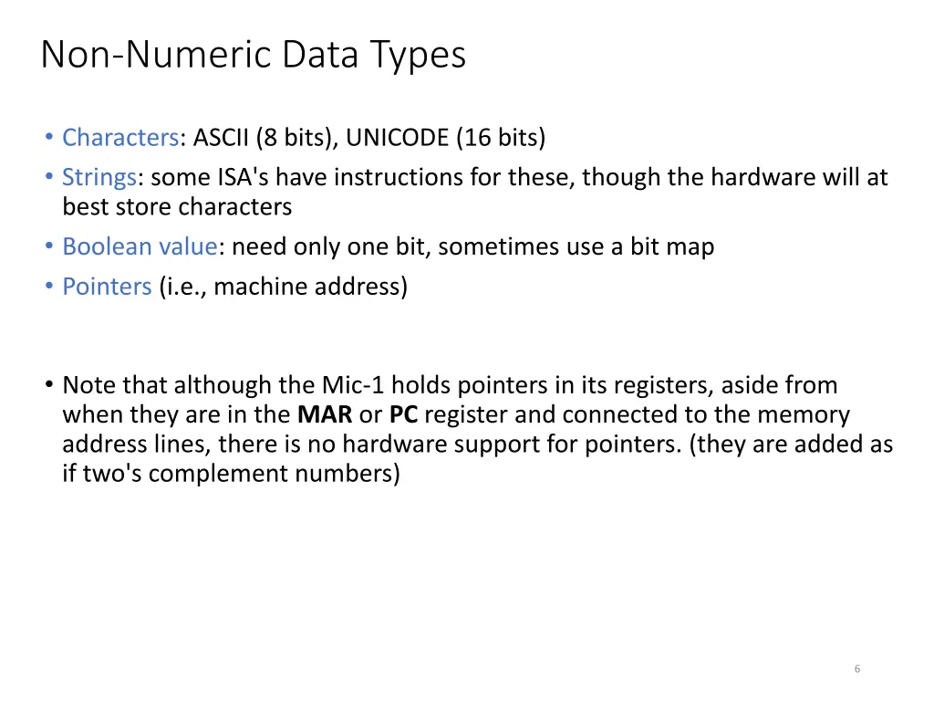 non numeric data types