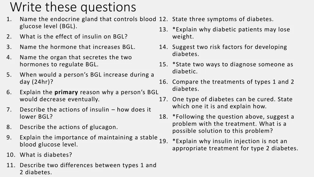 write these questions 1 name the endocrine gland