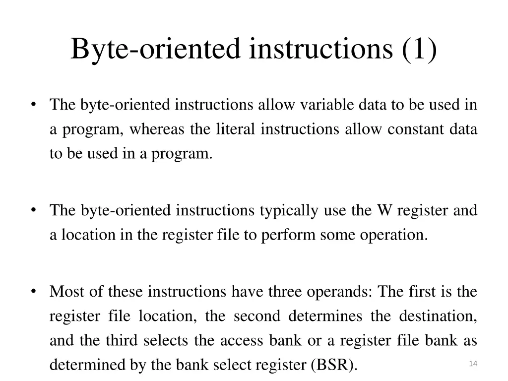 byte oriented instructions 1