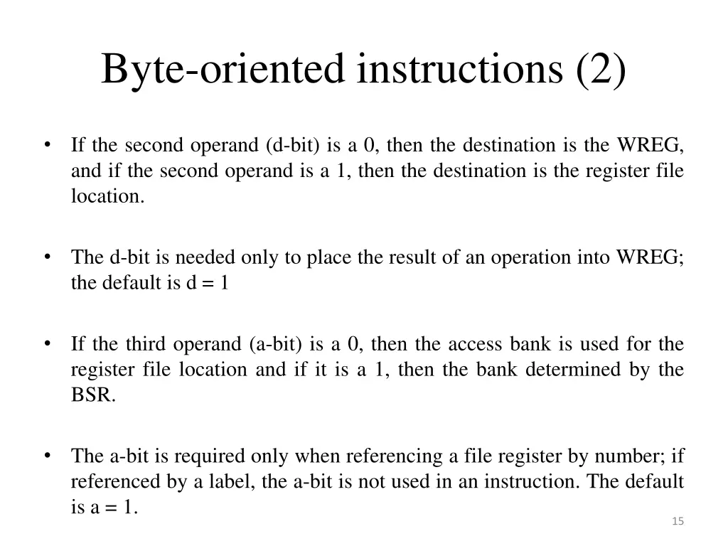 byte oriented instructions 2