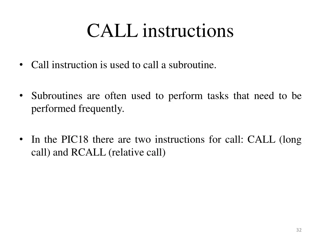 call instructions