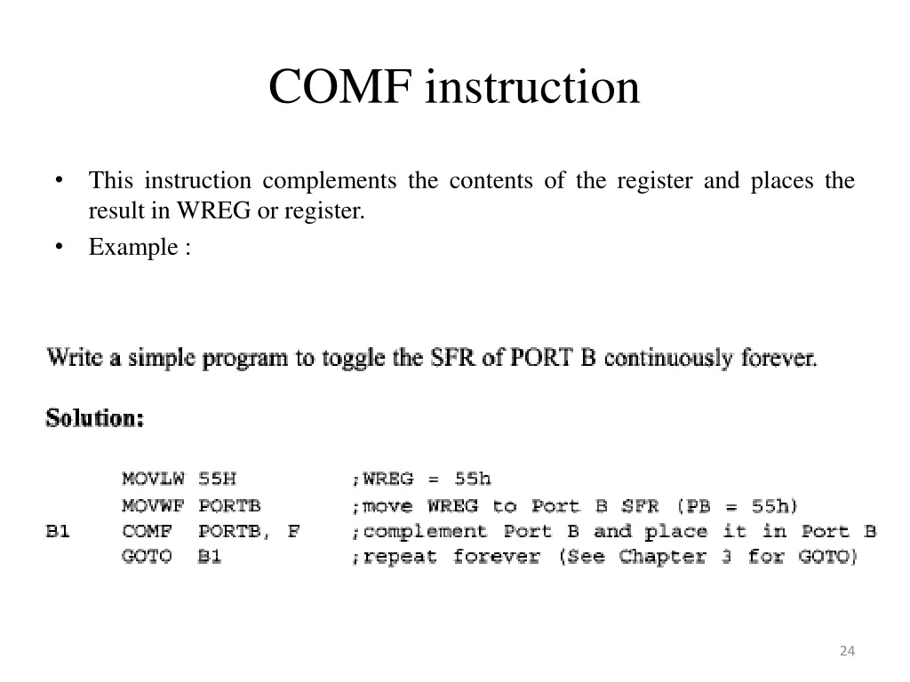 comf instruction