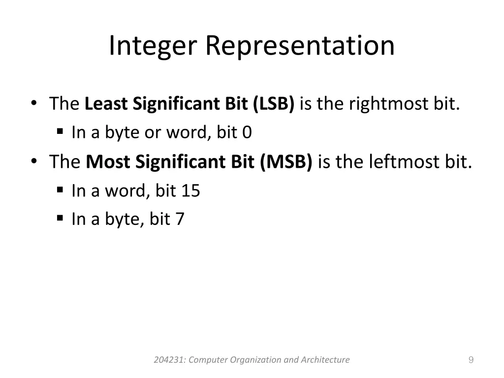 integer representation