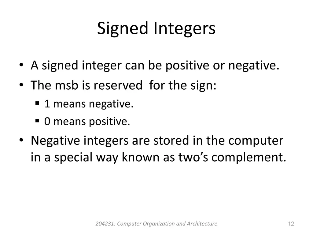 signed integers