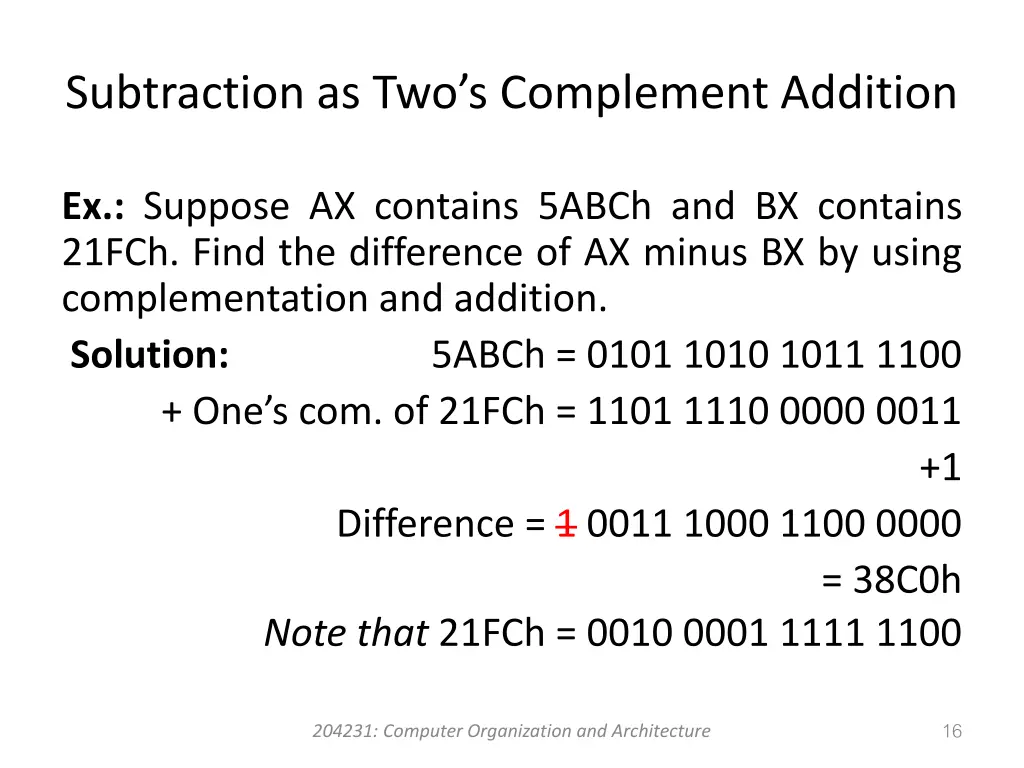 subtraction as two s complement addition 1