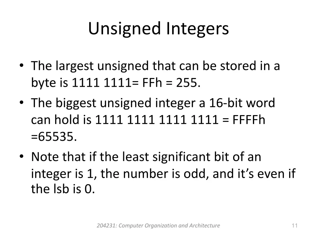 unsigned integers 1